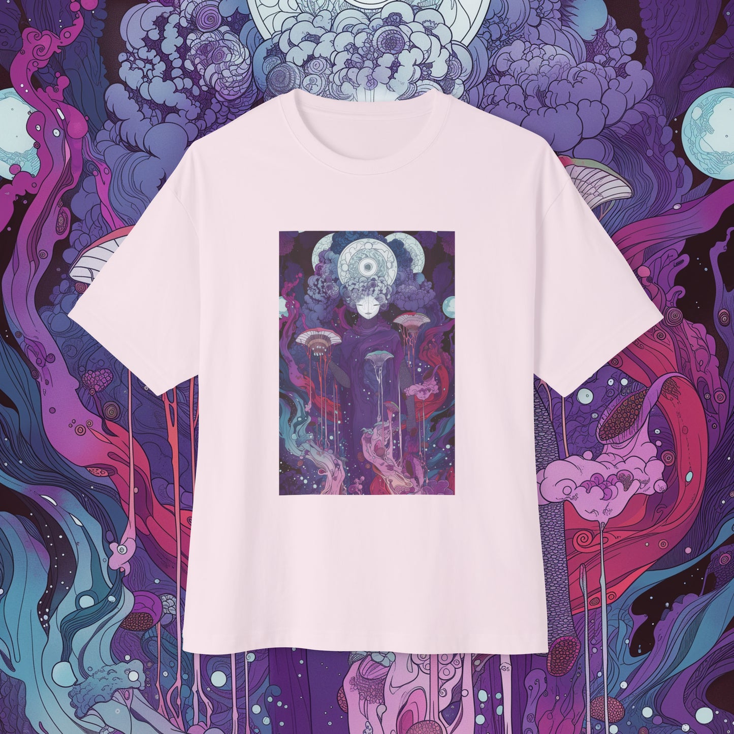Oversized Relaxed Fit Cotton Boxy T-Shirt - PSYCHODELIA - Wytch Spore