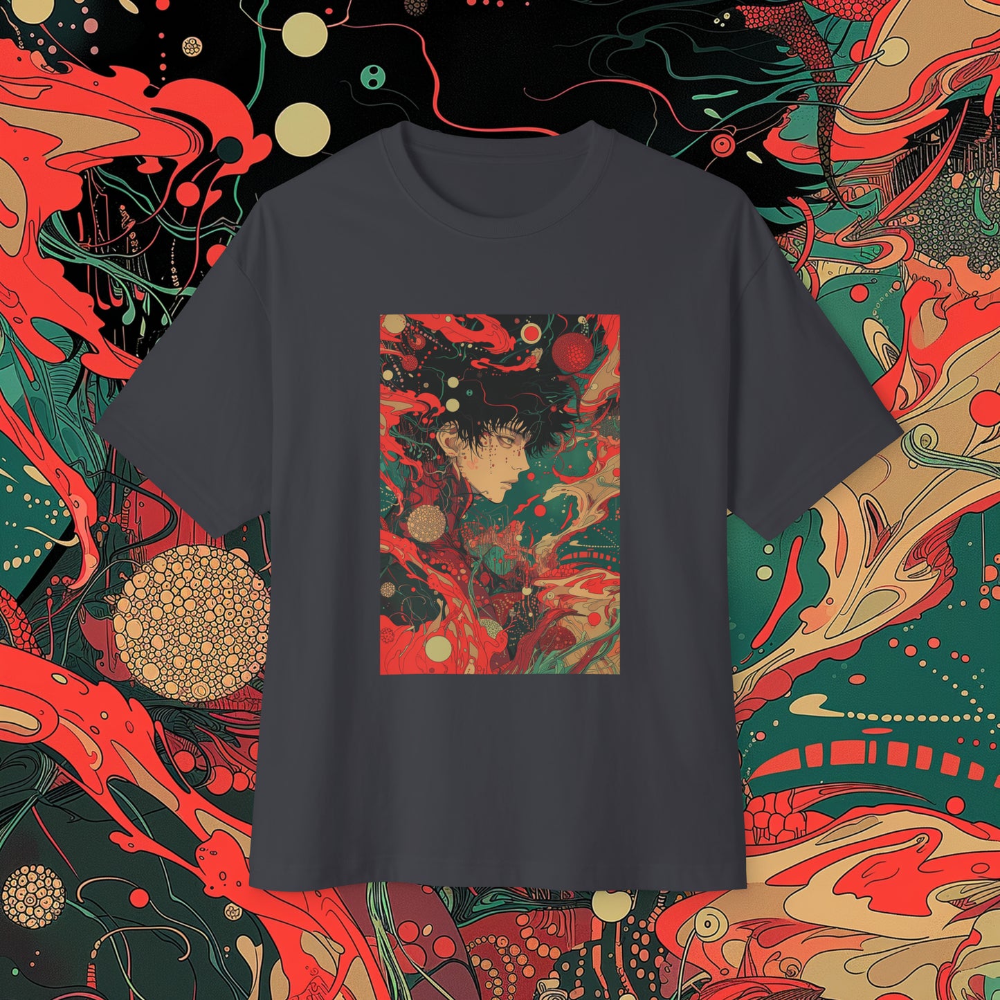 Oversized Relaxed Fit Cotton Boxy T-Shirt - PSYCHODELIA - Biolume Betrayer