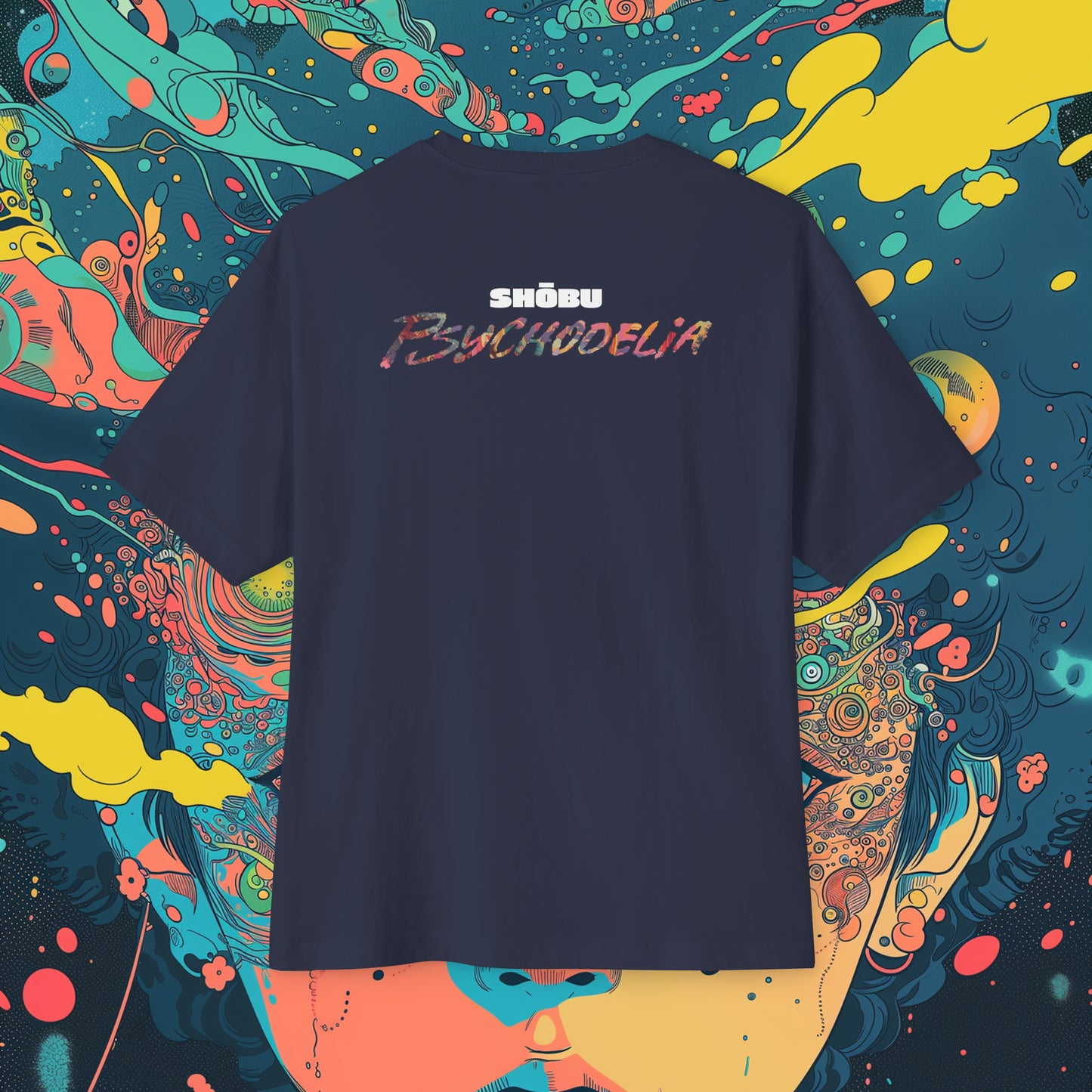 Oversized Relaxed Fit Cotton Boxy T-Shirt - PSYCHODELIA - Hivemind Fugue