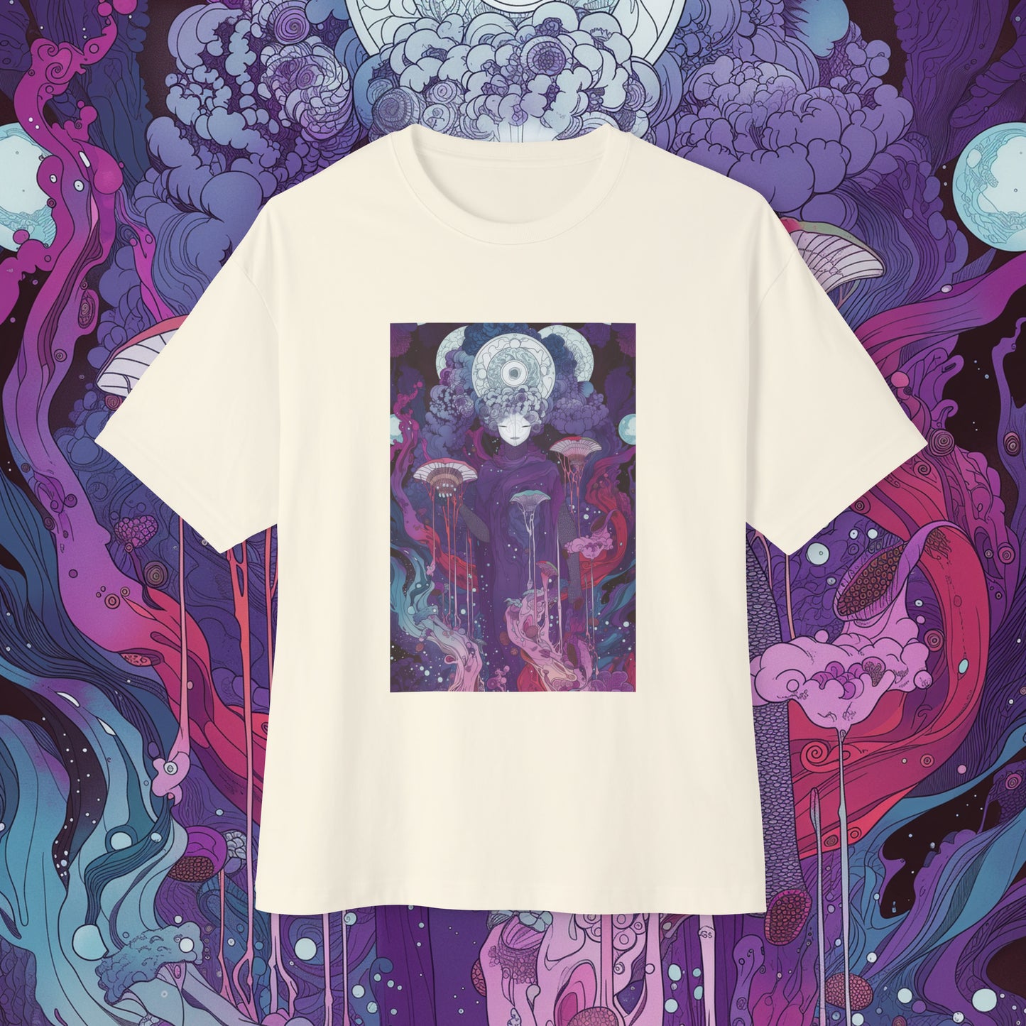 Oversized Relaxed Fit Cotton Boxy T-Shirt - PSYCHODELIA - Wytch Spore