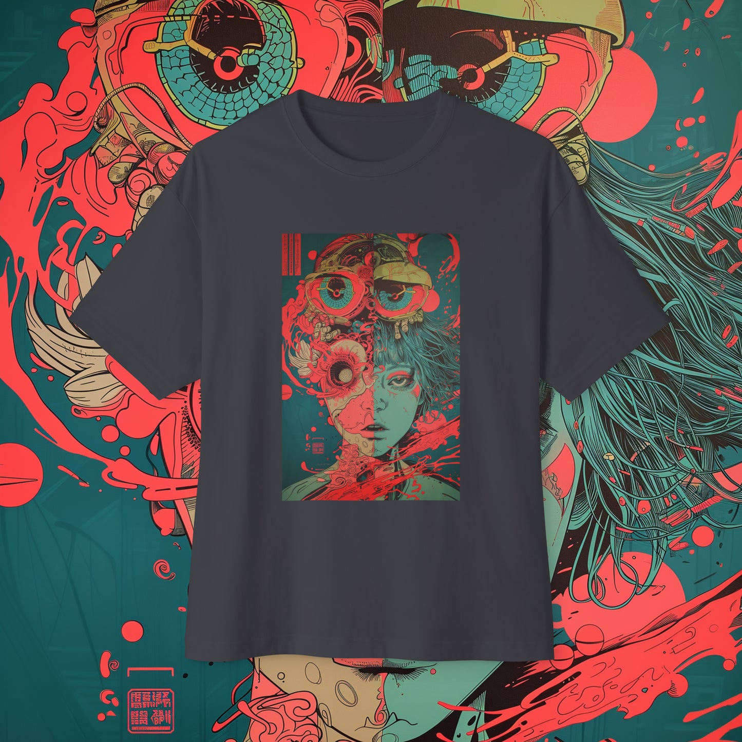 Oversized Relaxed Fit Cotton Boxy T-Shirt - PSYCHODELIA - Bloomphage Oracle