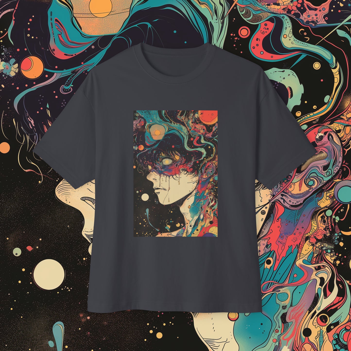 Oversized Relaxed Fit Cotton Boxy T-Shirt - PSYCHODELIA - Network Necromancer