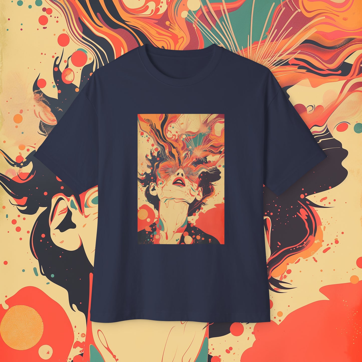 Oversized Relaxed Fit Cotton Boxy T-Shirt - PSYCHODELIA - Synaptic Sporecaster