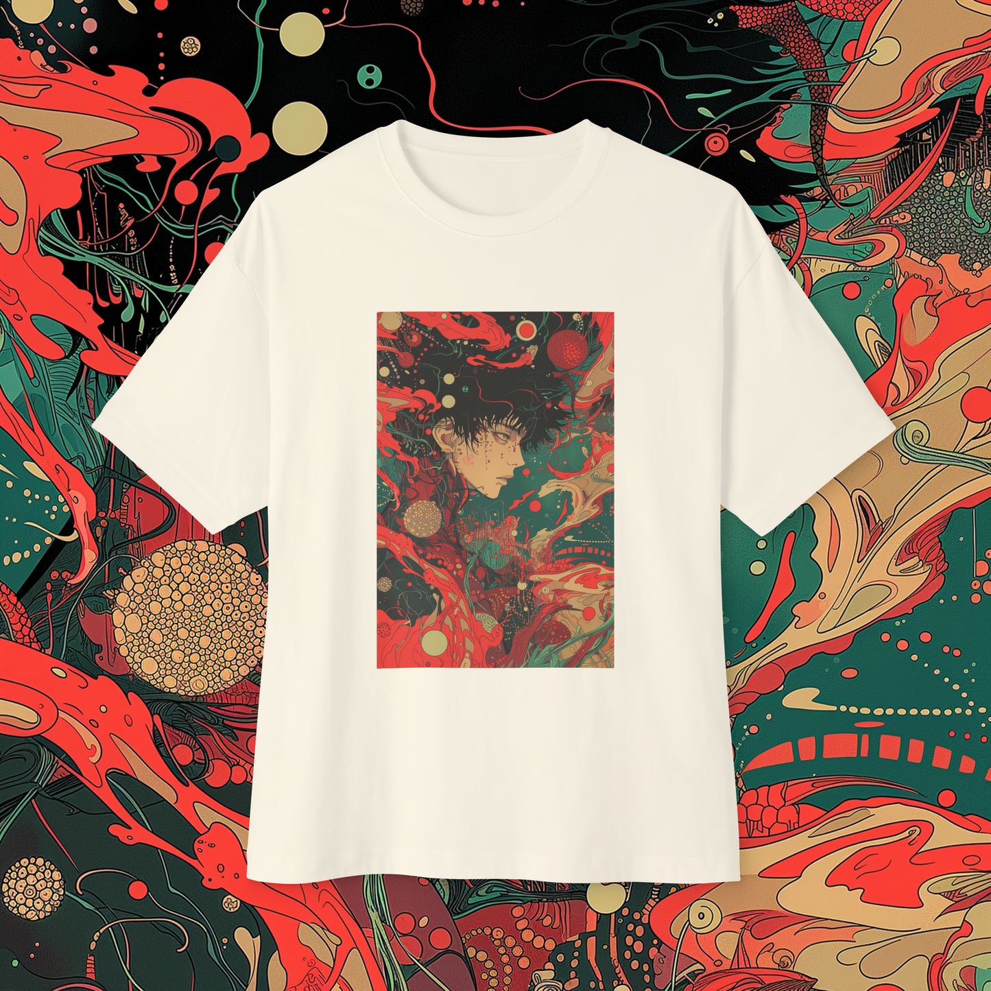 Oversized Relaxed Fit Cotton Boxy T-Shirt - PSYCHODELIA - Biolume Betrayer