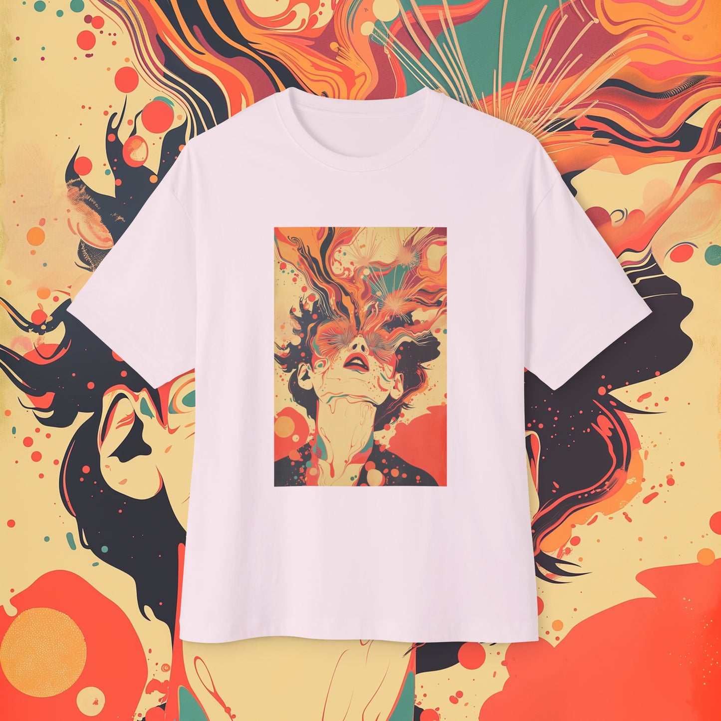 Oversized Relaxed Fit Cotton Boxy T-Shirt - PSYCHODELIA - Synaptic Sporecaster