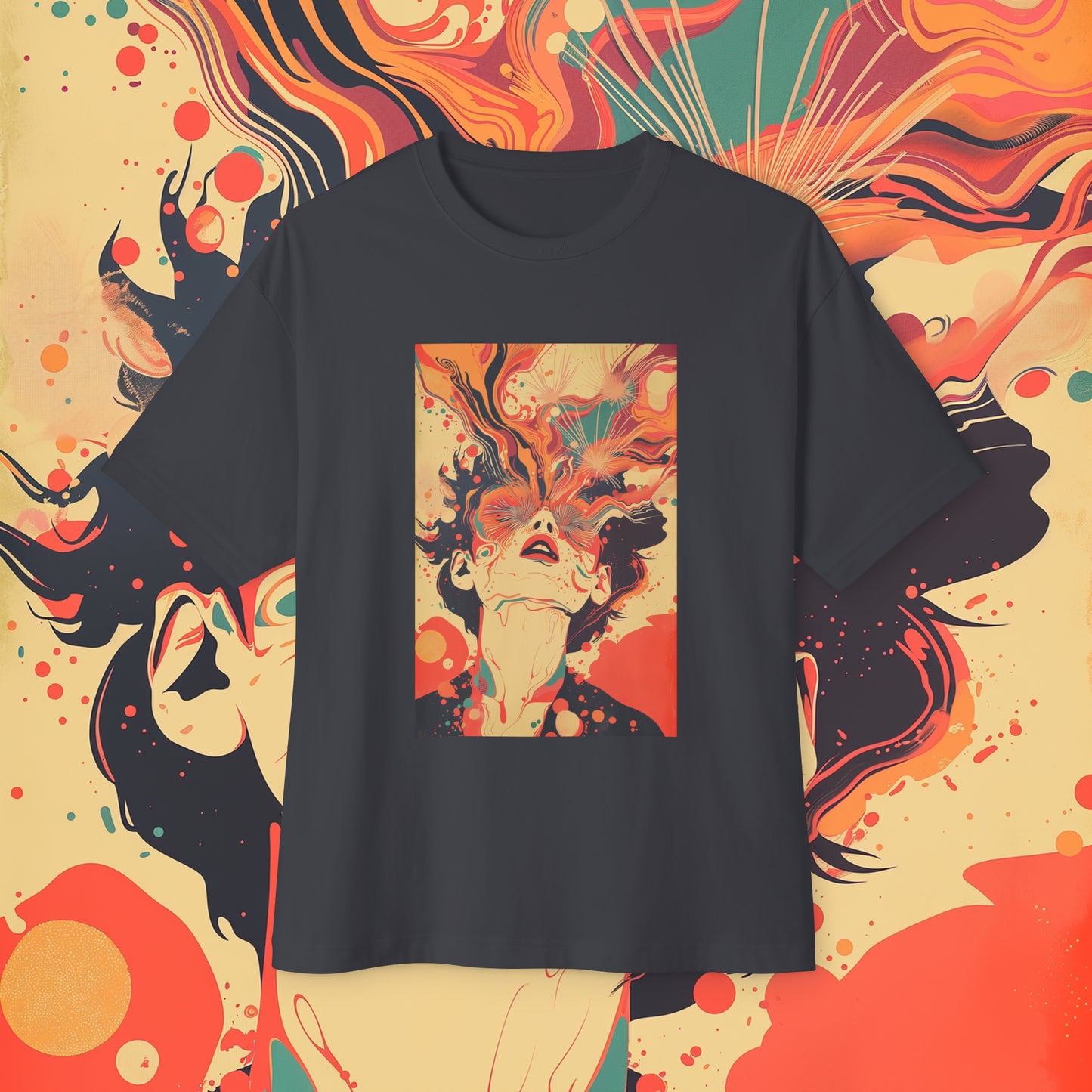 Oversized Relaxed Fit Cotton Boxy T-Shirt - PSYCHODELIA - Synaptic Sporecaster