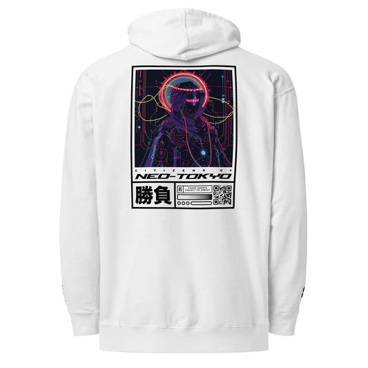 White Unisex midweight hoodie - SHŌBU CYBERVOID - Citizens of Neo-Tokyo